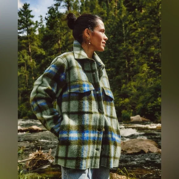 Faherty Cotswold Shirt Jacket Oakland Plaid Wool Blend Shacket Size Medium - Picture 4 of 4